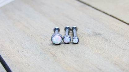 16g White opal titanium flat back labret set of 3 triple forward helix cartilage earrings hypoallergenic 1/4"-5/16" pick your anodized color - SirenBodyJewelry