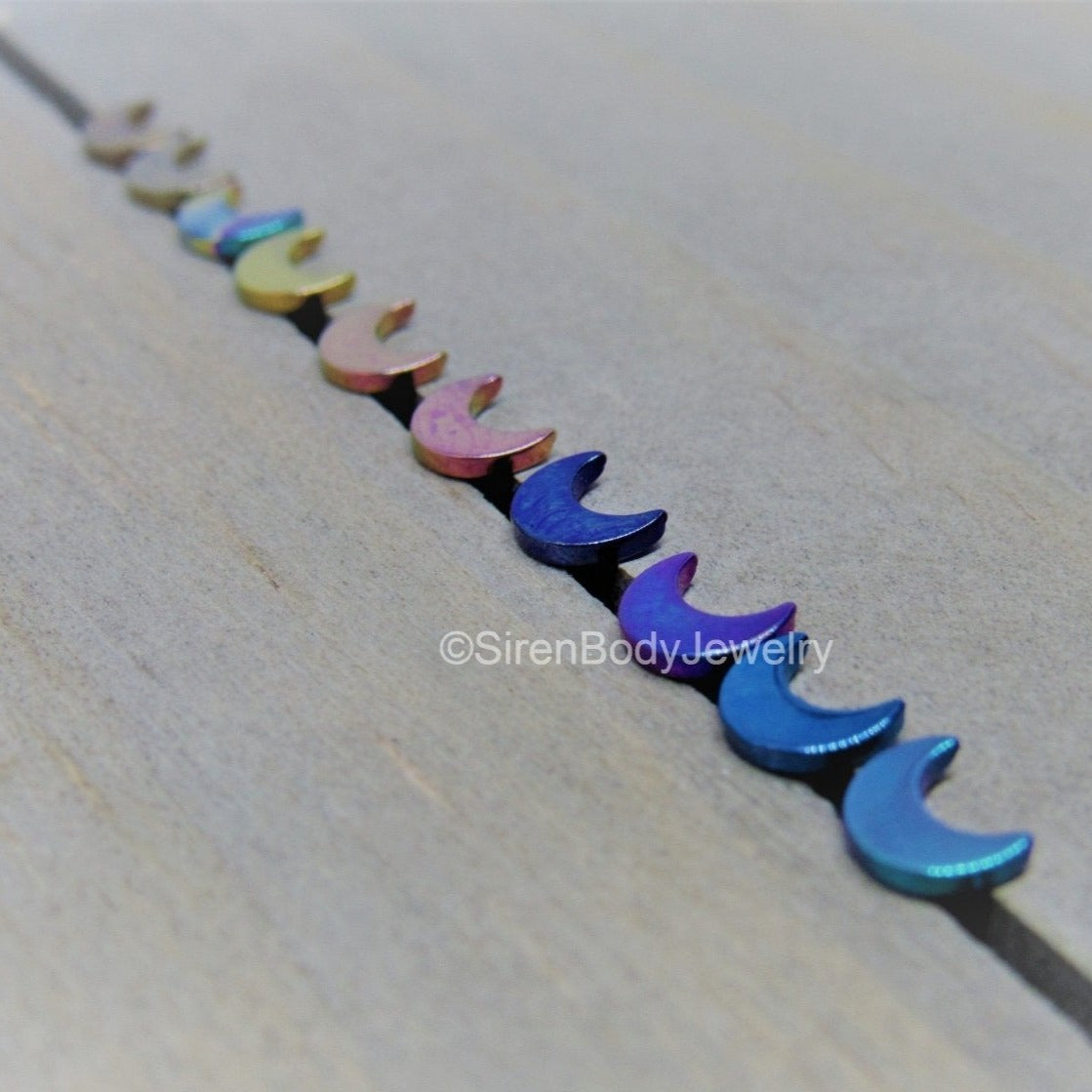 16g titanium anodized crescent moon flat back earring stud helix cartilage earring jewelry