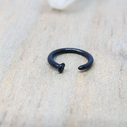 18g Black nose piercing hoop flexible nostril ring Bioflex body jewelry - SirenBodyJewelry