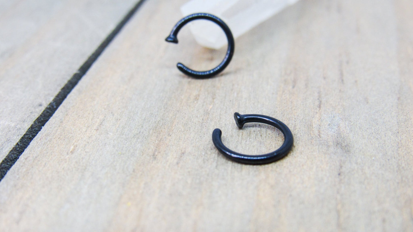 18g Black nose piercing hoop flexible nostril ring Bioflex body jewelry - SirenBodyJewelry