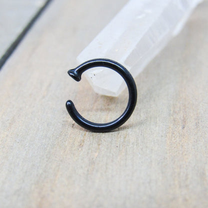 18g Black nose piercing hoop flexible nostril ring Bioflex body jewelry - SirenBodyJewelry