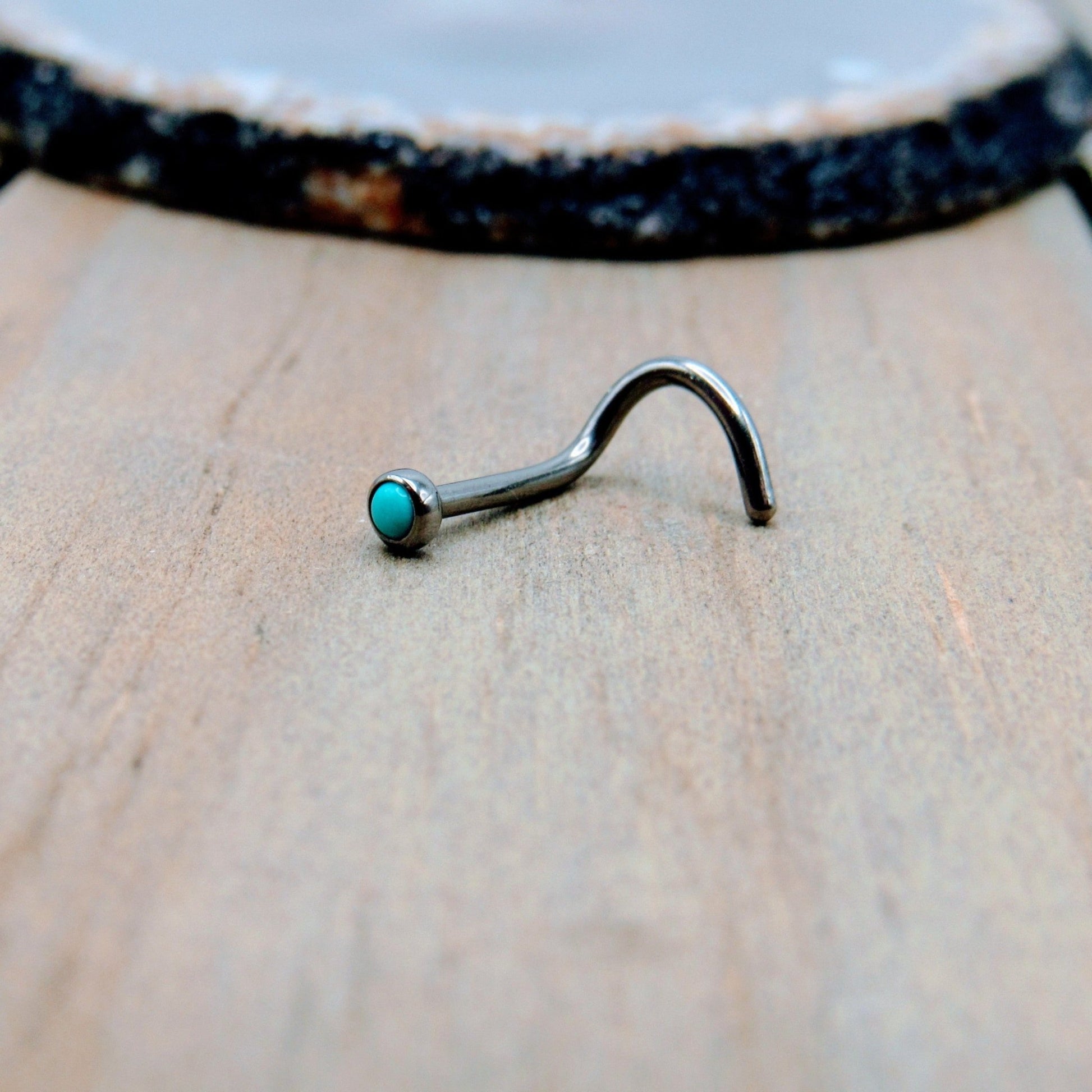 Turquoise Flat Back Labret Stud Earring 4mm Bezel Set 4mm 16g 5/16 / Blurple