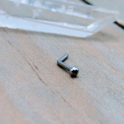 18g Titanium nose piercing stud "L" bend 2mm dome top nostril piercing ring body jewelry 1/4" - Siren Body Jewelry