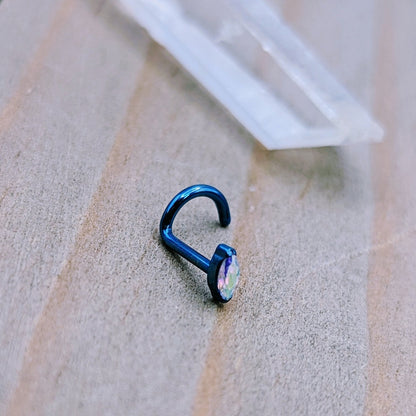 18g sapphire blue anodized titanium nose piercing screw