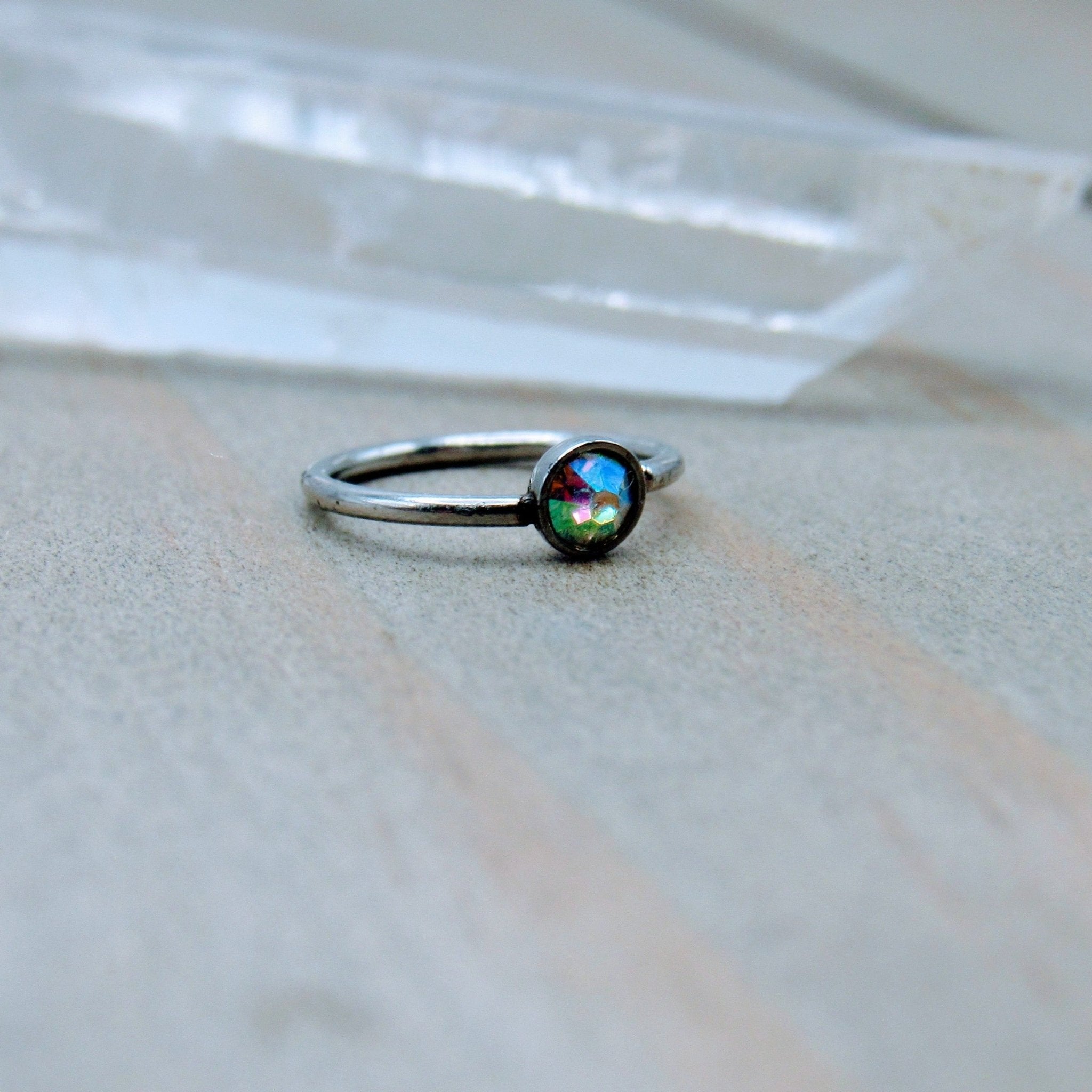 Aurora Borealis 20g Gem Hoop Nose Ear Piercing Seam Ring 5/16