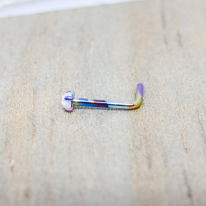 20g white opal rainbow anodized titanium l bend nostril stud
