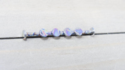 Custom industrial piercing jewelry barbell 14g titanium 4 hole oilslick anodized straight bar 1 1/4"