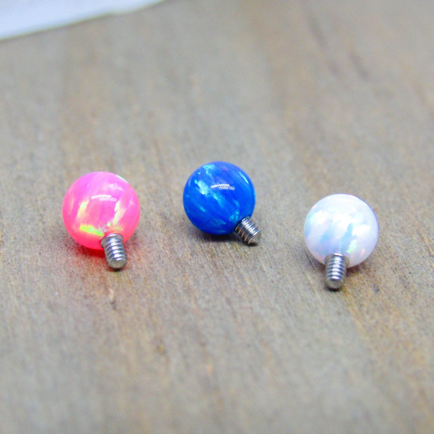 14g blue opal ball ends pink white opals