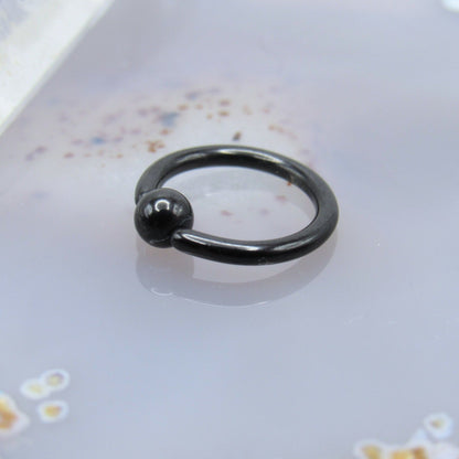 Black fixed bead ring lip ear cartilage piercing body jewelry hoop 16g 5/16" - Siren Body Jewelry