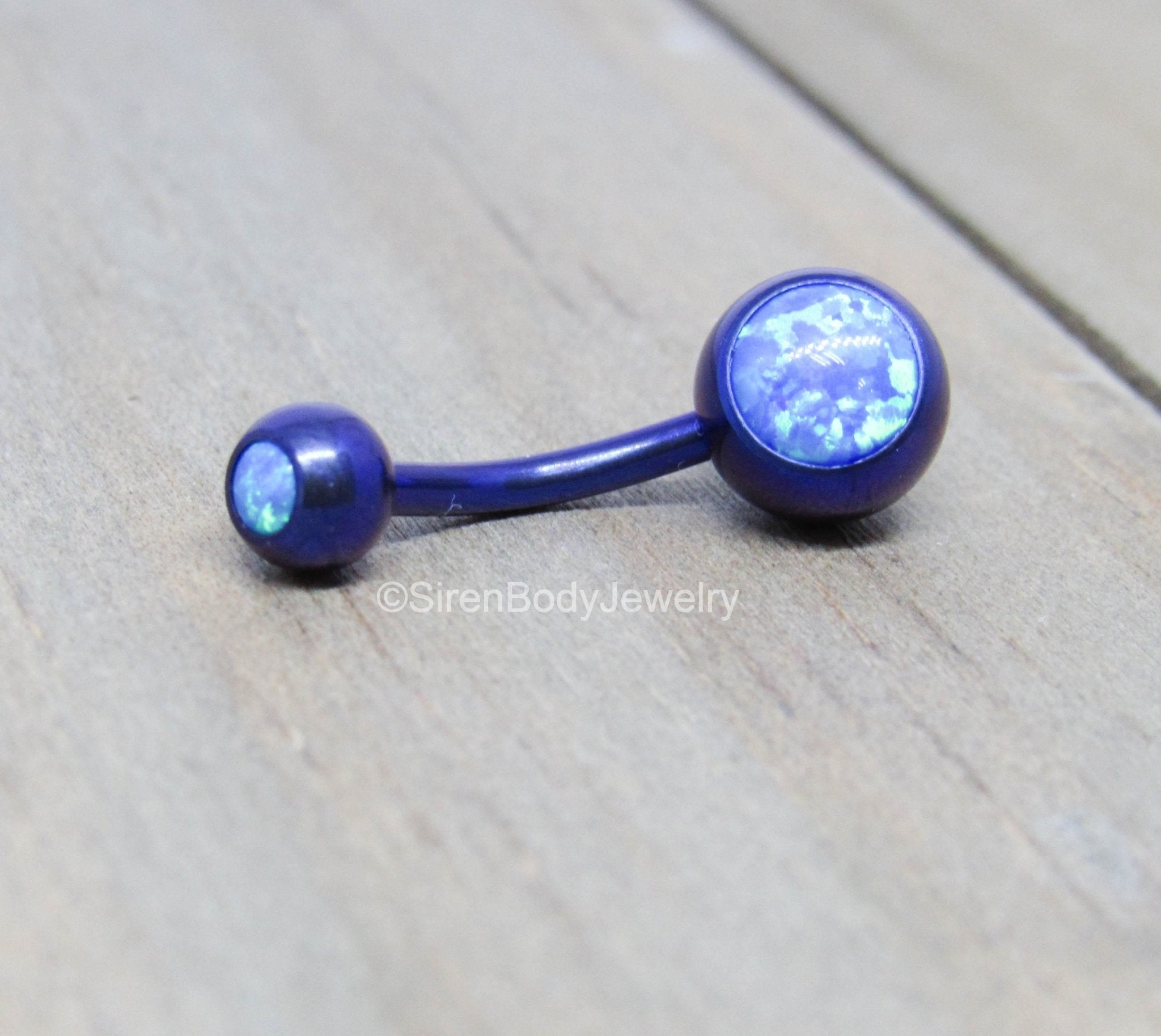 Black opal belly store button ring