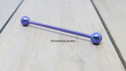 Blurple 14g titanium industrial piercing barbell pick your length internally threaded hypoallergenic - SirenBodyJewelry