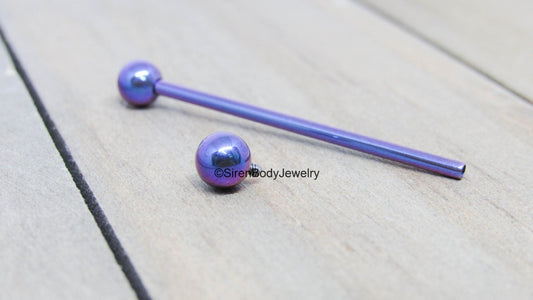 Blurple 14g titanium industrial piercing barbell pick your length internally threaded hypoallergenic - SirenBodyJewelry