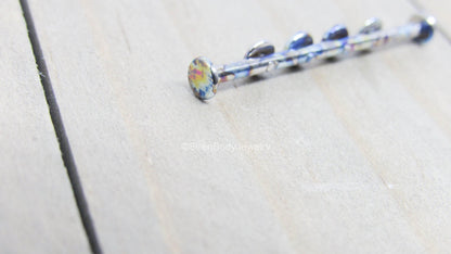 Custom industrial piercing jewelry barbell 14g titanium 4 hole oilslick anodized straight bar 1 1/4" - SirenBodyJewelry