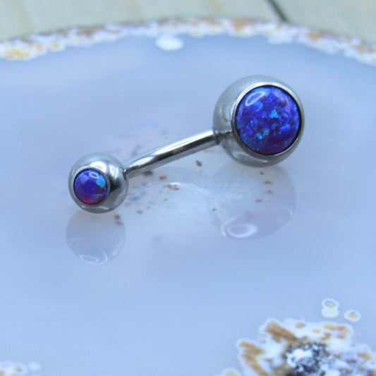 Dark Royal Purple Opal Belly Button Piercing Ring - Siren Body Jewelry