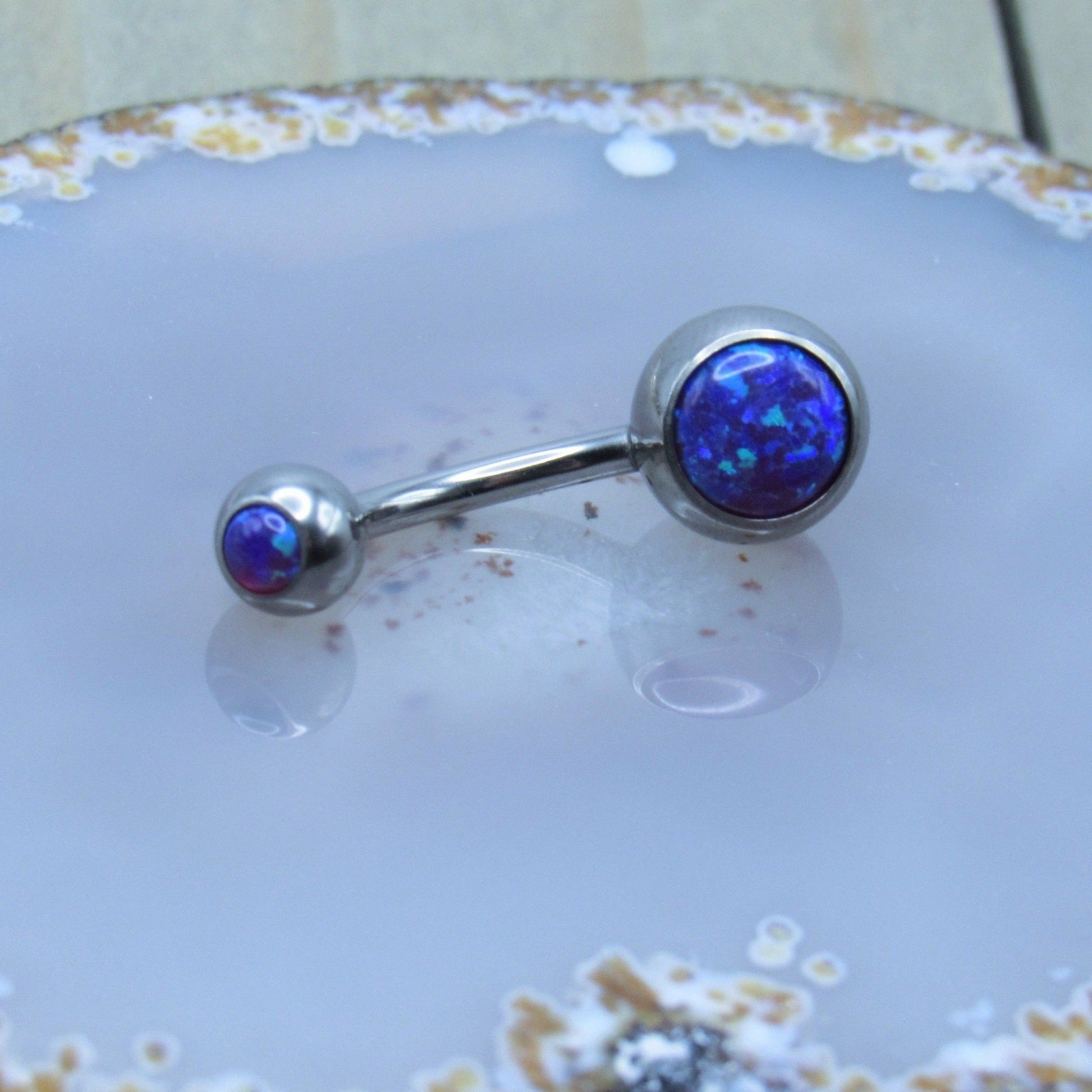 Dark Royal Purple Opal Belly Button Piercing Ring - Siren Body Jewelry