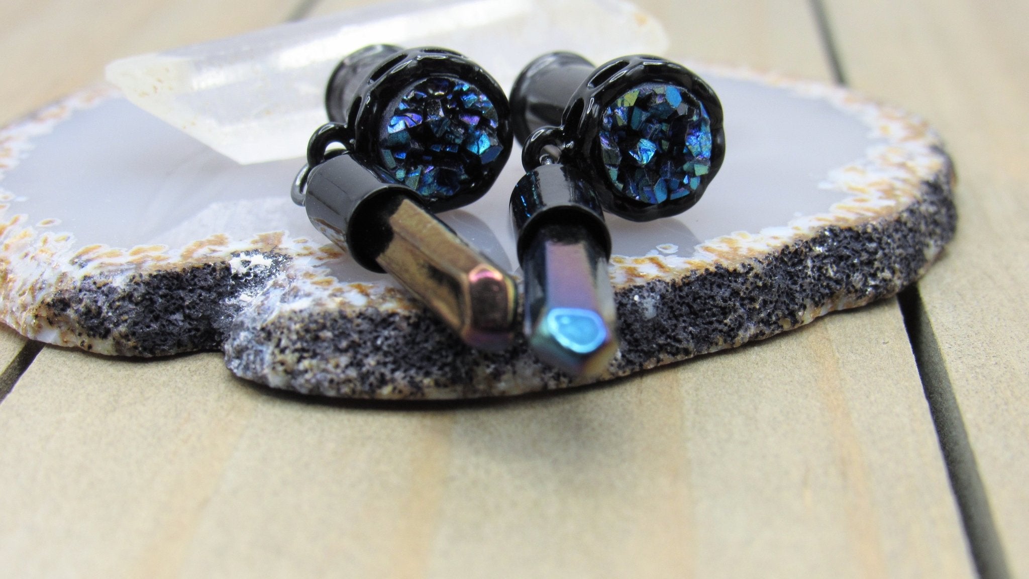 Premium Black Obsidian Stone Tunnels | Ear Gauges | Double Flare –  ThePlugCrate