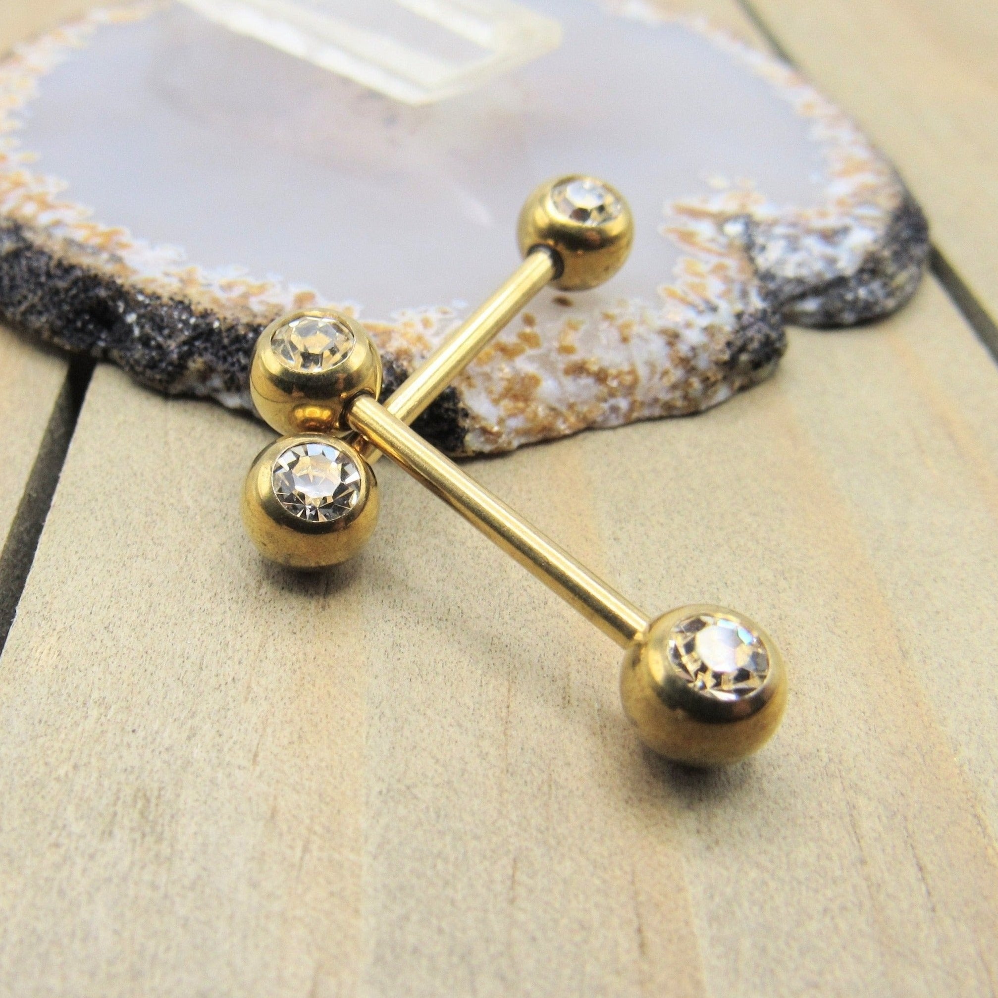 Healing Crystal Gold Nipple Ring - 1 pc – High Pass Body Jewelry