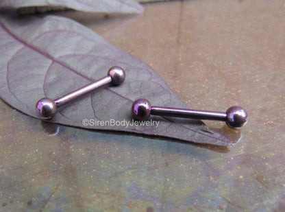 Nipple piercing barbell industrial piercings bars 14g titanium any length color hypoallergenic straight barbells tongue ring 4mm ball ends 1 - SirenBodyJewelry