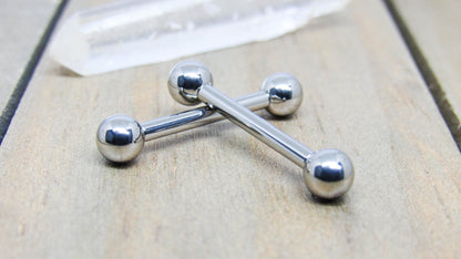 Nipple piercing jewelry barbells 14g titanium internally threaded cheek bars 5mm ball ends - Siren Body Jewelry