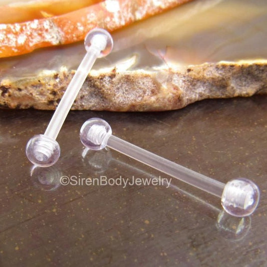 Nipple piercing retainer 14g clear tongue piercing ring 5/8" mri safe surgery piercings retainers body jewelry rings pair 1 - SirenBodyJewelry