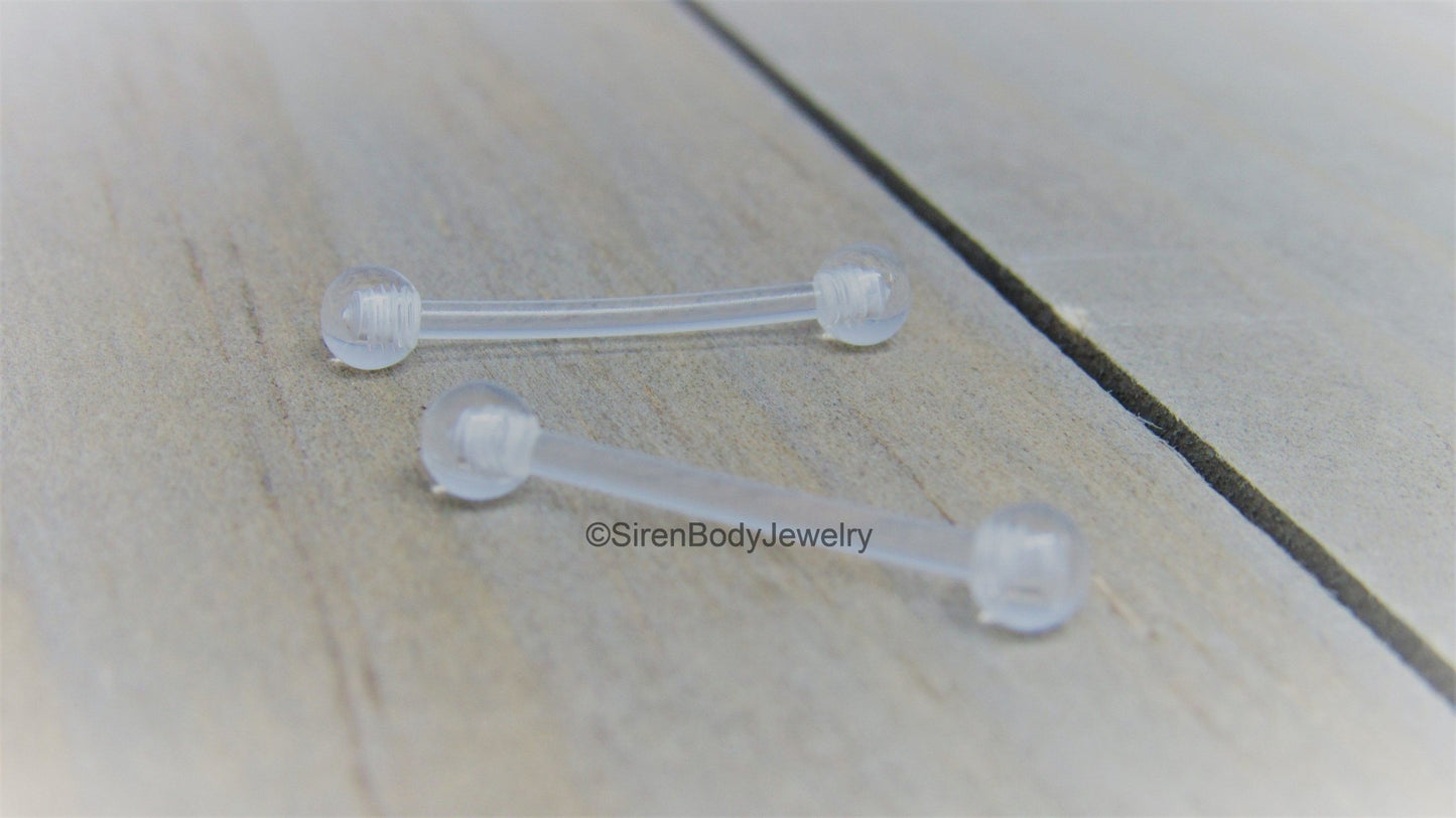 Nipple piercing retainer 14g clear tongue piercing ring 5/8" mri safe surgery piercings retainers body jewelry rings pair 1 - SirenBodyJewelry