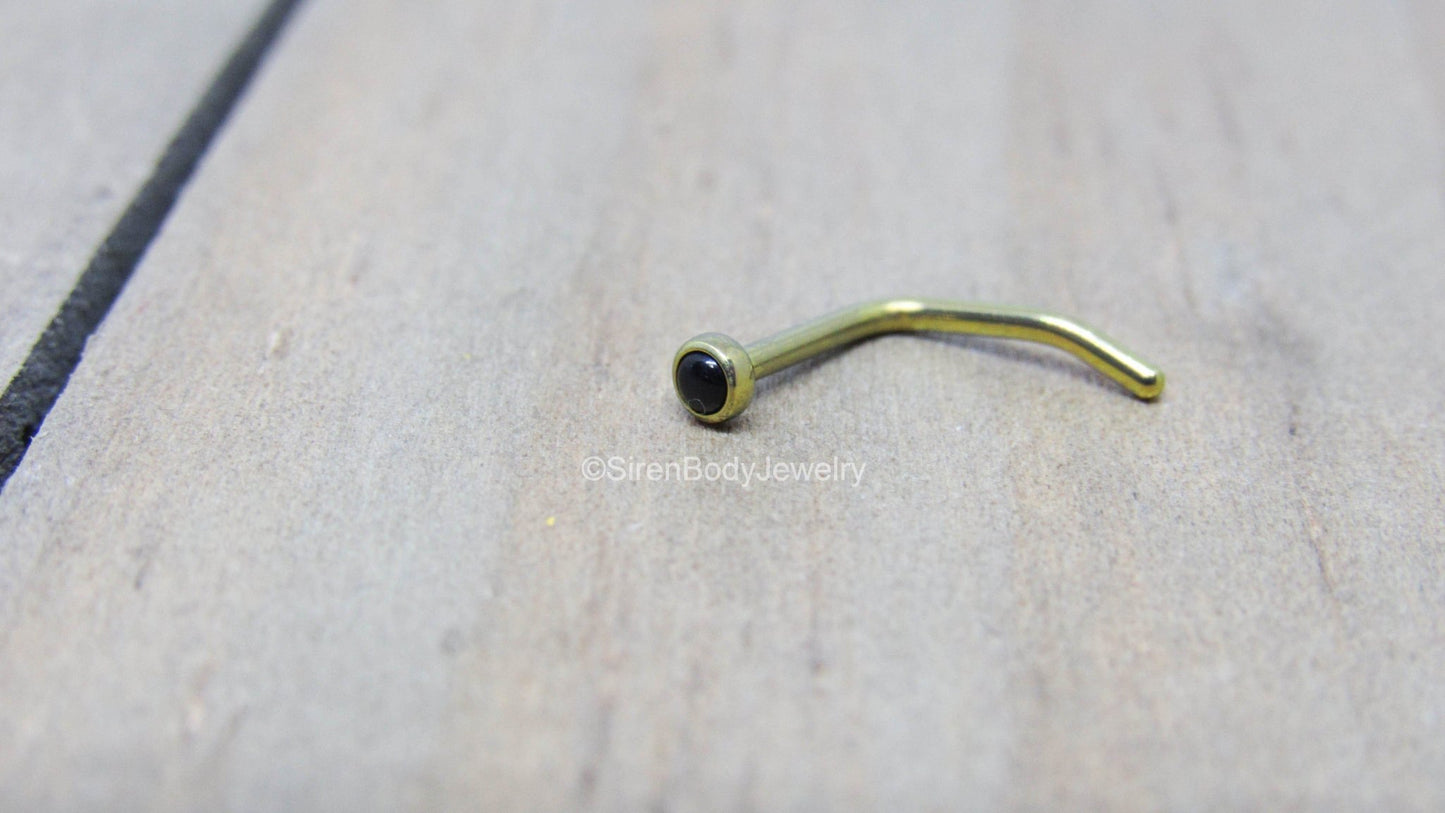 Onyx nose stud 18g 1/4" 5/16" titanium nose pin hypoallergenic anodized pick your color - SirenBodyJewelry