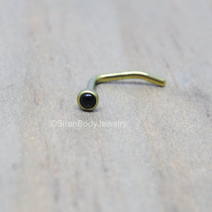Onyx nose stud 18g 1/4" 5/16" titanium nose pin hypoallergenic anodized pick your color - SirenBodyJewelry
