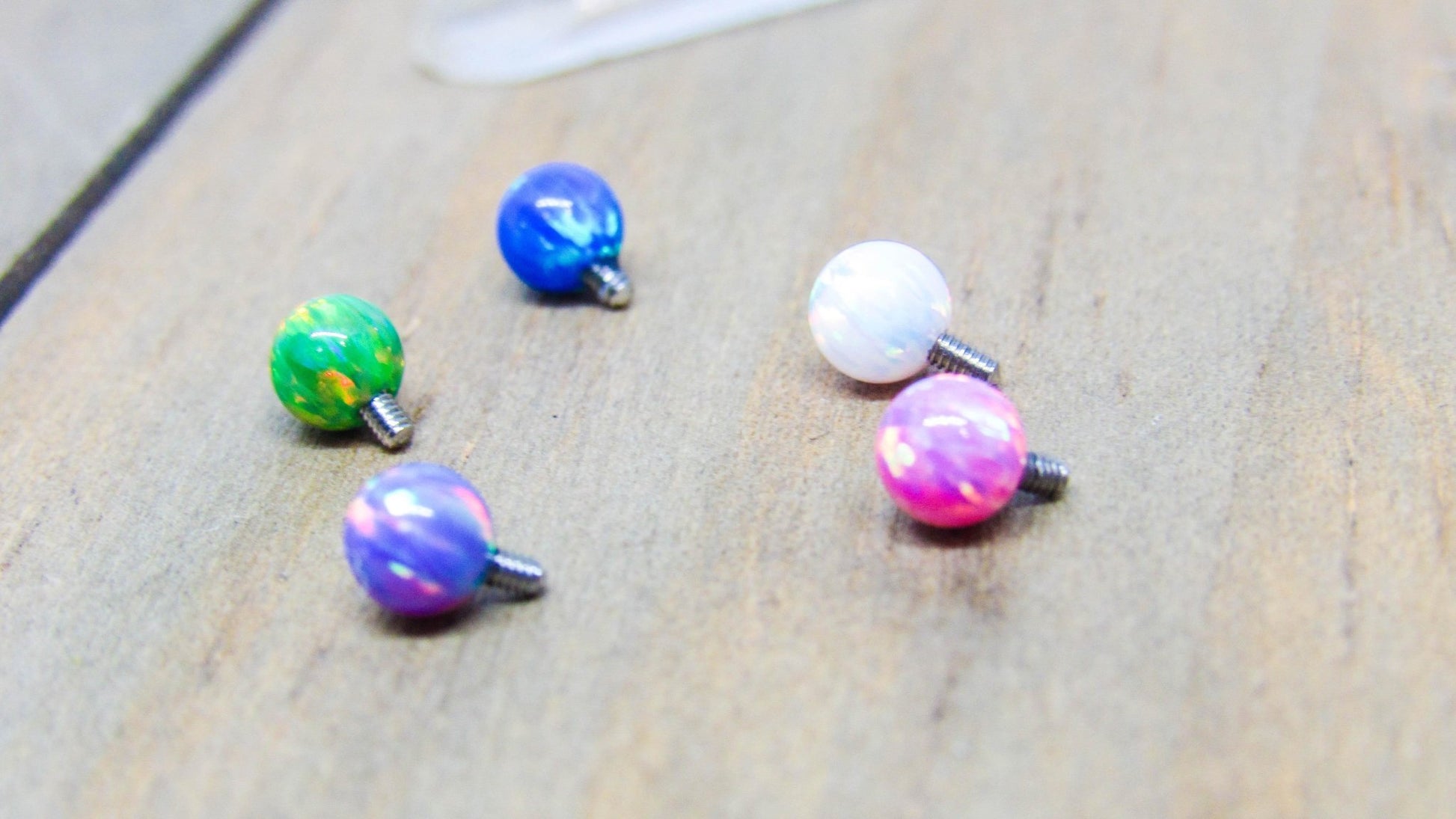 Opal ball replacement ends 14g-12g 4mm white blue pink purple green - SirenBodyJewelry