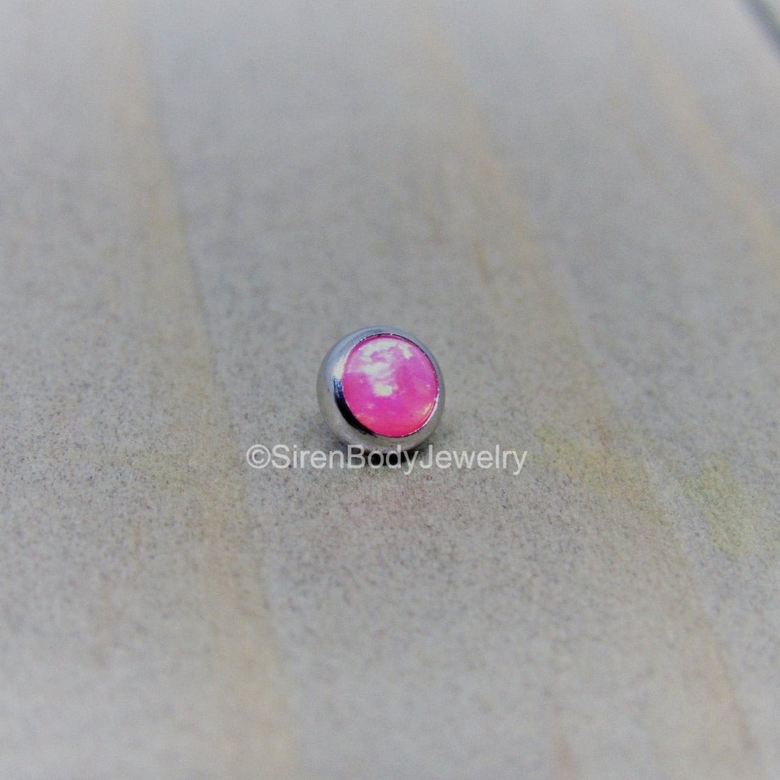 16g 3mm pink opal titanium flat back threaded end