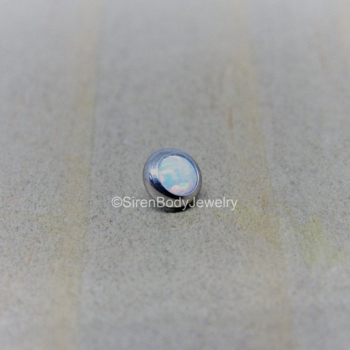 16g 3mm white opal labret stud earring flat back