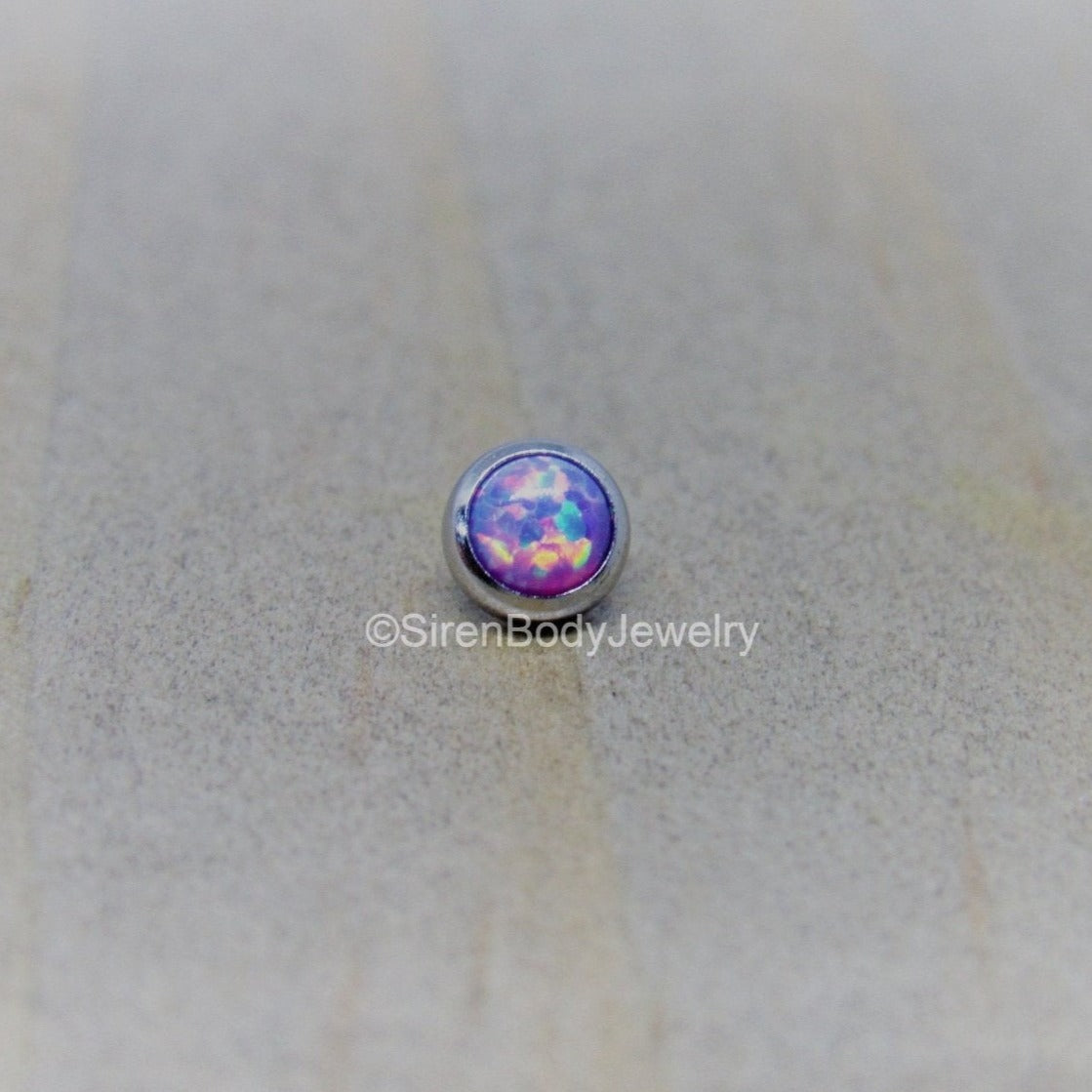 16g 3mm purple opal flat back earring set