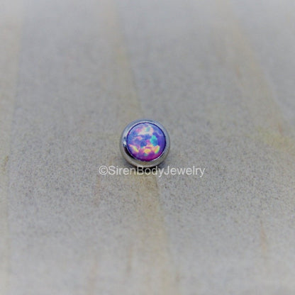 16g 3mm purple opal flat back earring set