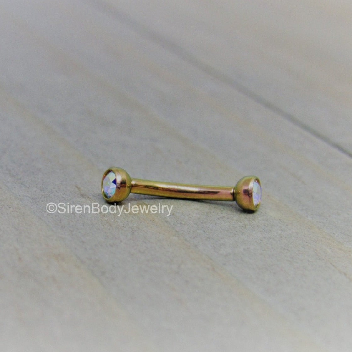 16g double gemstone daith piercing curved barbell earring titanium