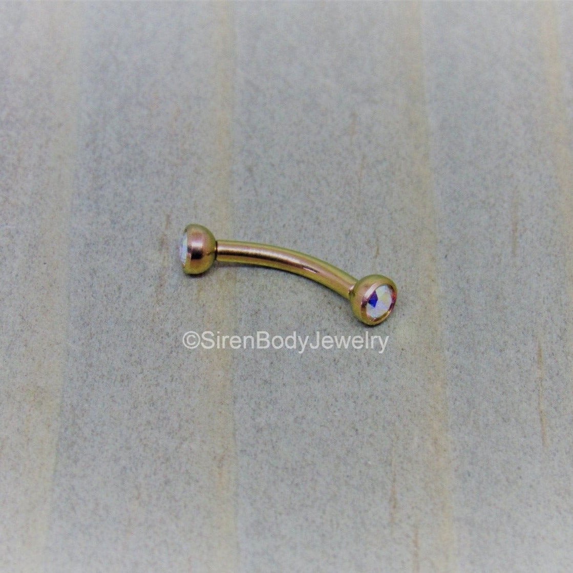 16g 3mm aurora borealis gemstone curved piercing barbell 5/16"