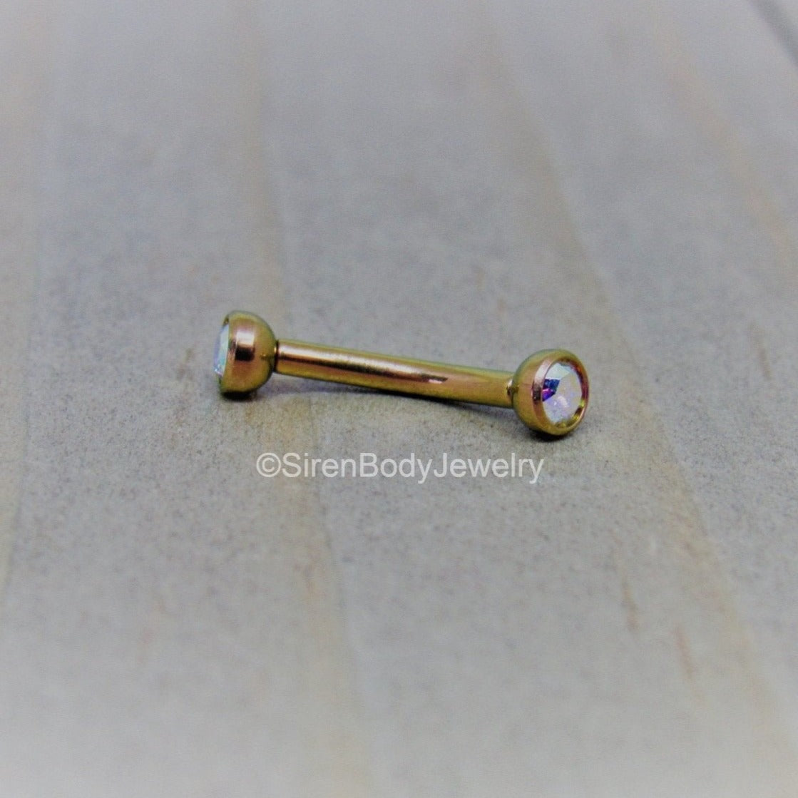 16g titanium curved barbell 3mm aurora  borealis gemstones rook daith earring