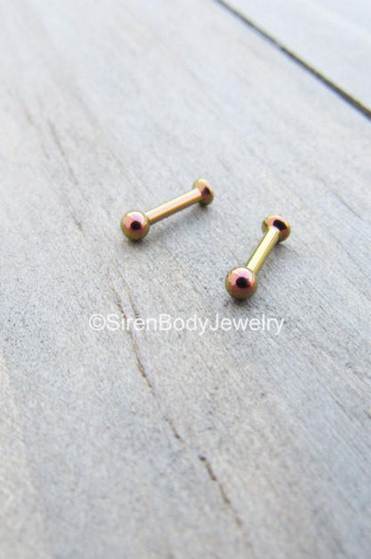 14K Gold Flower Threaded Flat back Stud with Easy Guide Pin