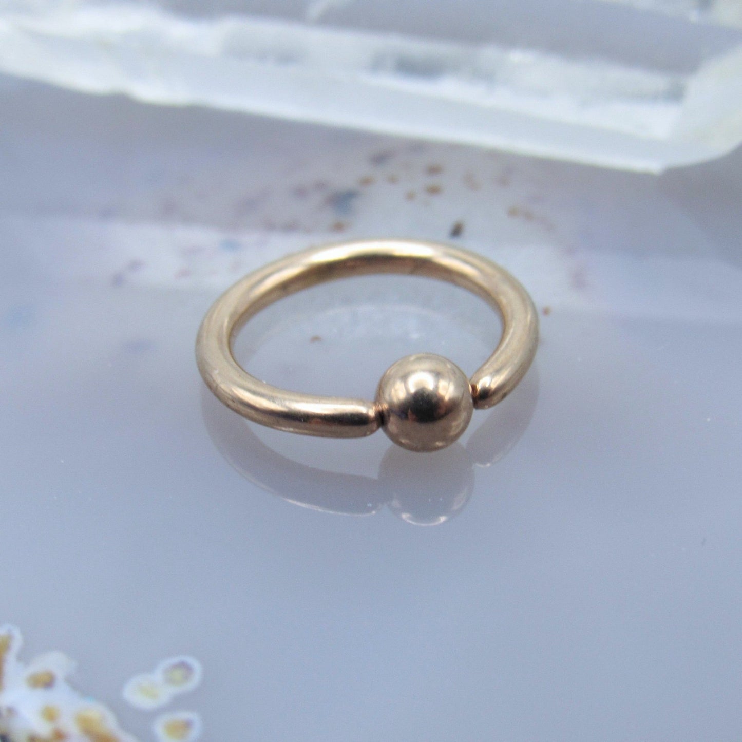 Rose gold fixed bead ring 16g 5/16" diameter ear helix earlobe cartilage piercing body jewelry hoop 3mm bead - Siren Body Jewelry