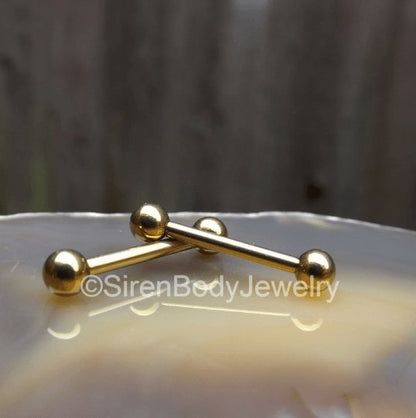 Rose gold nipple rings jewelry titanium nipple piercing barbells 14g straight barbells internally threaded 1/2 5/8 pick your length - SirenBodyJewelry