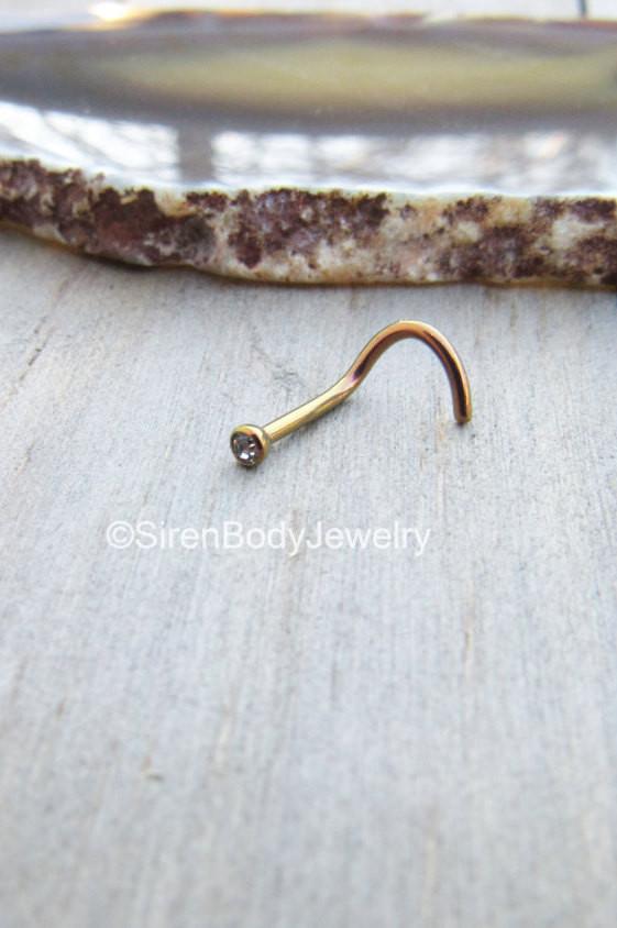 Rose Gold Snake Nose Stud in Solid 14 Karat Gold – Rock Your Nose Jewelry  Inc.