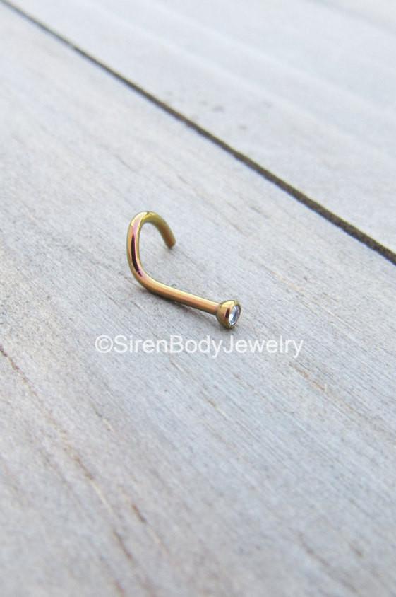 Real Diamond Flower 18K Gold Nose Stud Screw Ring Monroe Libret Piercing |  eBay