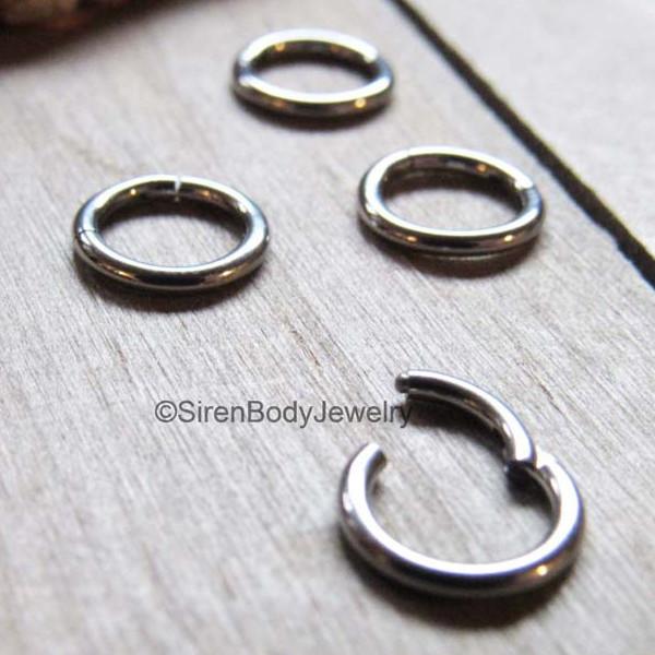 Septum piercing hinged segment ring tiny tragus hoop silver 16g 1/4" 6mm diameter easy insert helix piercing ring ear hoops - SirenBodyJewelry