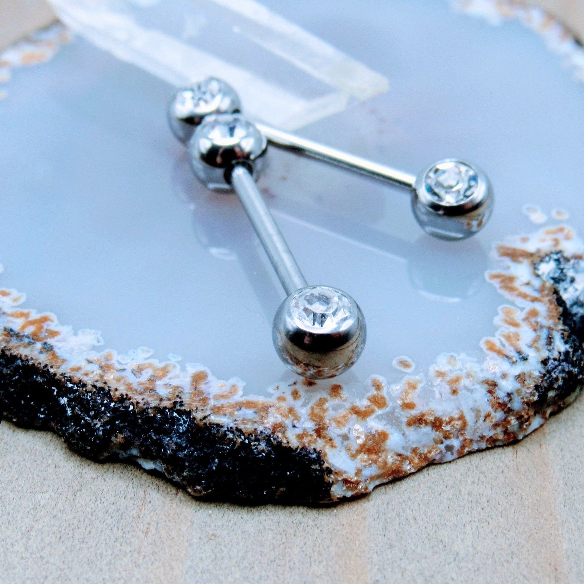 Silver Nipple Piercing Jewelry Set Bezel CZ Gemstones - Siren Body Jewelry