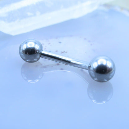 Stainless steel curved barbell 14g 7/16" 5mm externally threaded ball ends vch nipple eyebrow body jewelry ring - Siren Body Jewelry