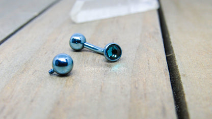 Titanium 14g curved barbell VCH navel piercing bar internally threaded hypoallergenic pick your length color - SirenBodyJewelry
