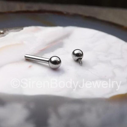 Titanium 16g barbell helix stud tragus piercing earring ball back 1/4-5/16" length internally threaded titanium tiny conch stud - SirenBodyJewelry
