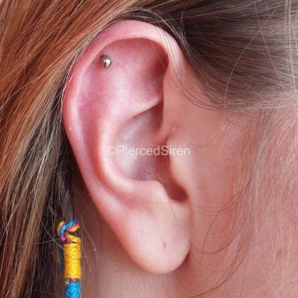 Titanium 16g barbell helix stud tragus piercing earring ball back 1/4-5/16" length internally threaded titanium tiny conch stud - SirenBodyJewelry