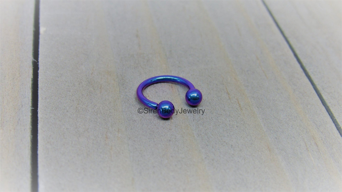 Titanium 16g circular barbell blurple septum horseshoe internally threaded daith ring 5/16" - SirenBodyJewelry