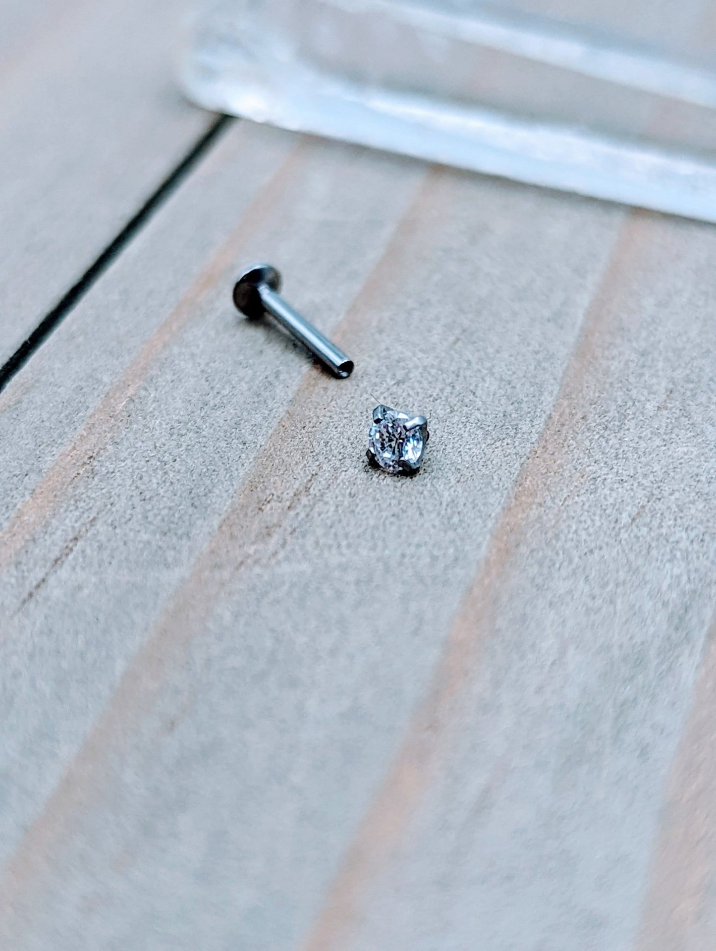 Titanium flat back earring set of 3 gemstone ends 1 internally threade –  Siren Body Jewelry