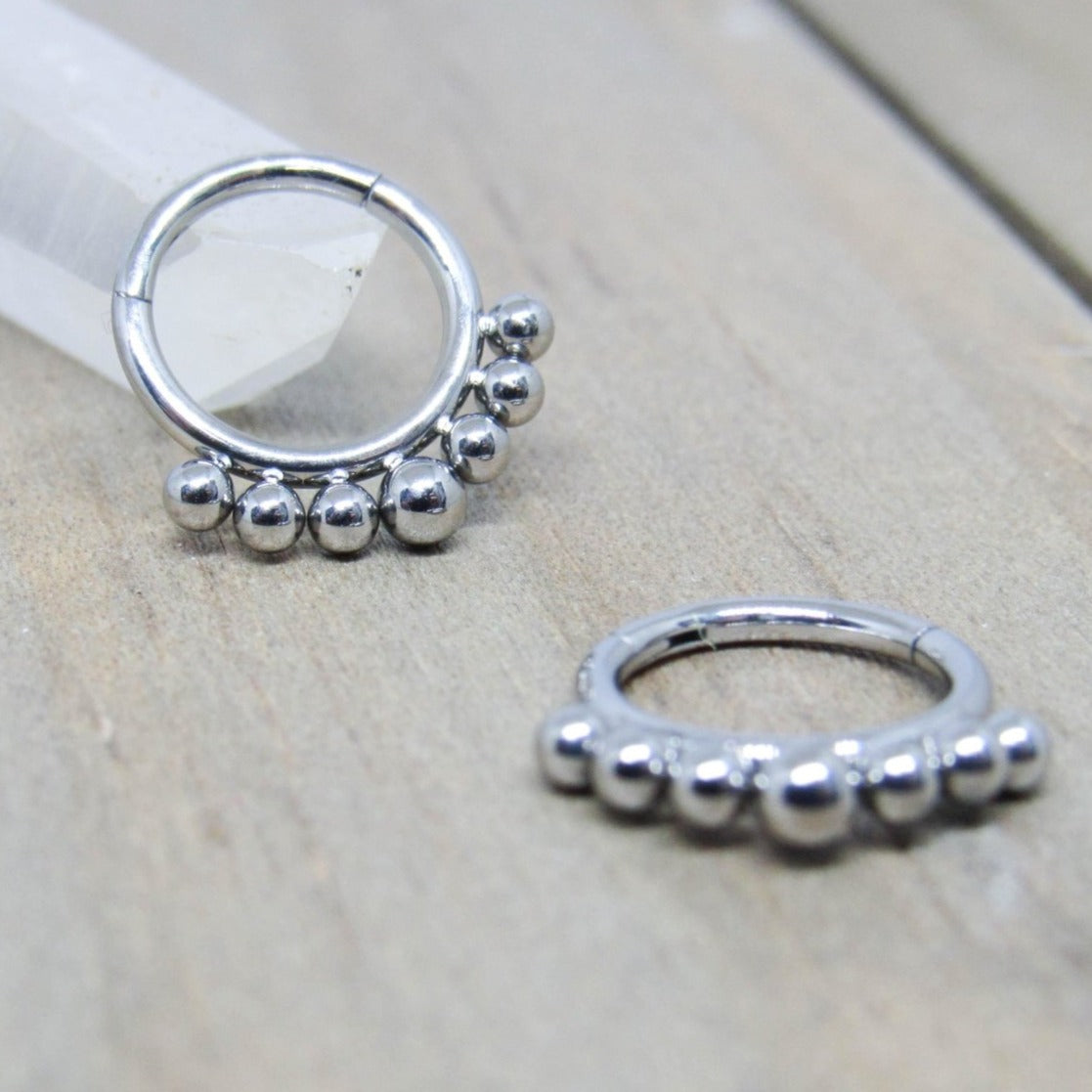 titanium beaded hinged seam ring clicker septum daith earlobe hoop hypoallergenic 653493