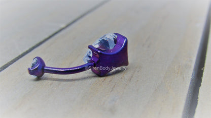 Titanium belly ring pear shaped gemstone 14g 3/8" or 7/16" hypoallergenic navel piercing barbell teardrop gem - SirenBodyJewelry